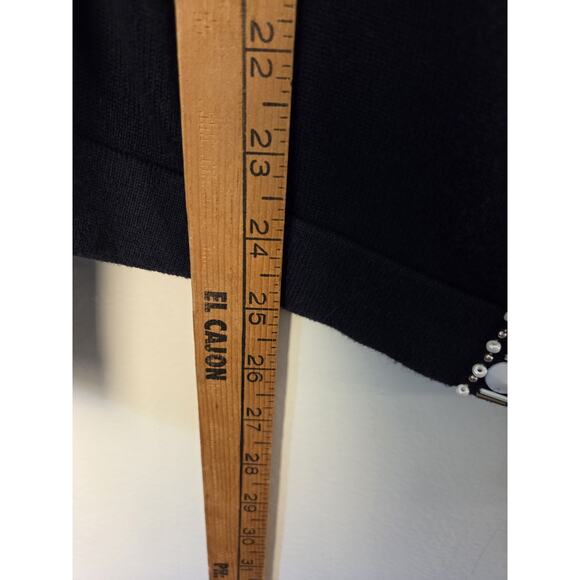 Banana Republic Womens Cardigan Size L Black & White Beaded Accents Hook & Eye - Picture 8 of 8